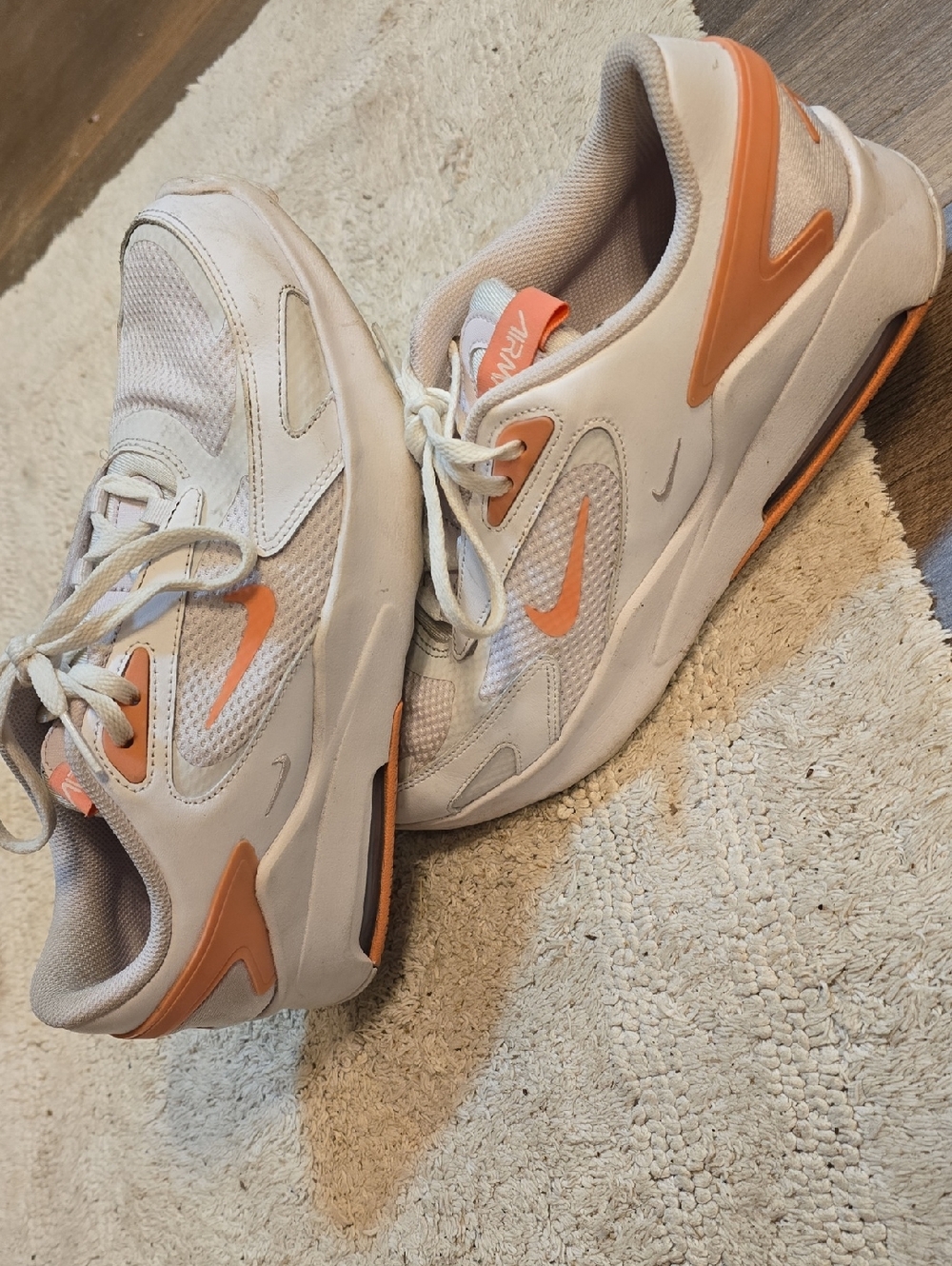 Nike Beige and Orange Retro Running Shoes